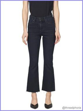 Women Mid-Rise Cropped Flare Jeans Stretch Denim 5-Pocket Fitted